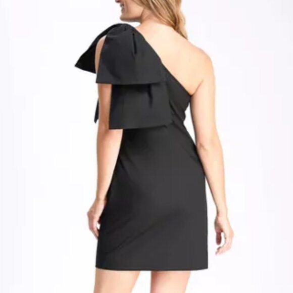 A New Day Black One Shoulder Ruffled Sheath Dress Size Small NWT - Picture 2 of 10